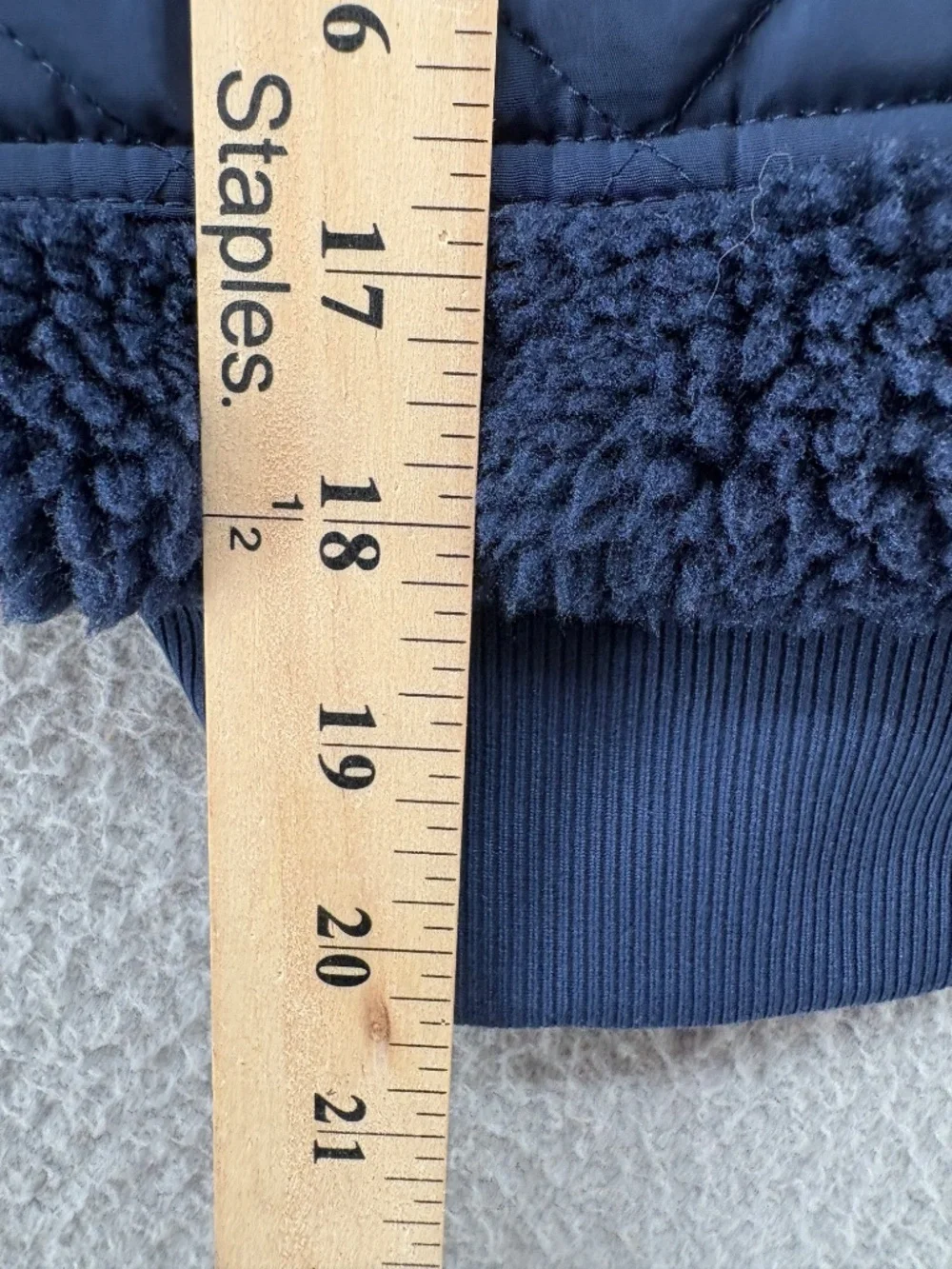 Alo Yoga Sherpa Edge Bomber Jacket Navy Cropped Teddy Fleece XS